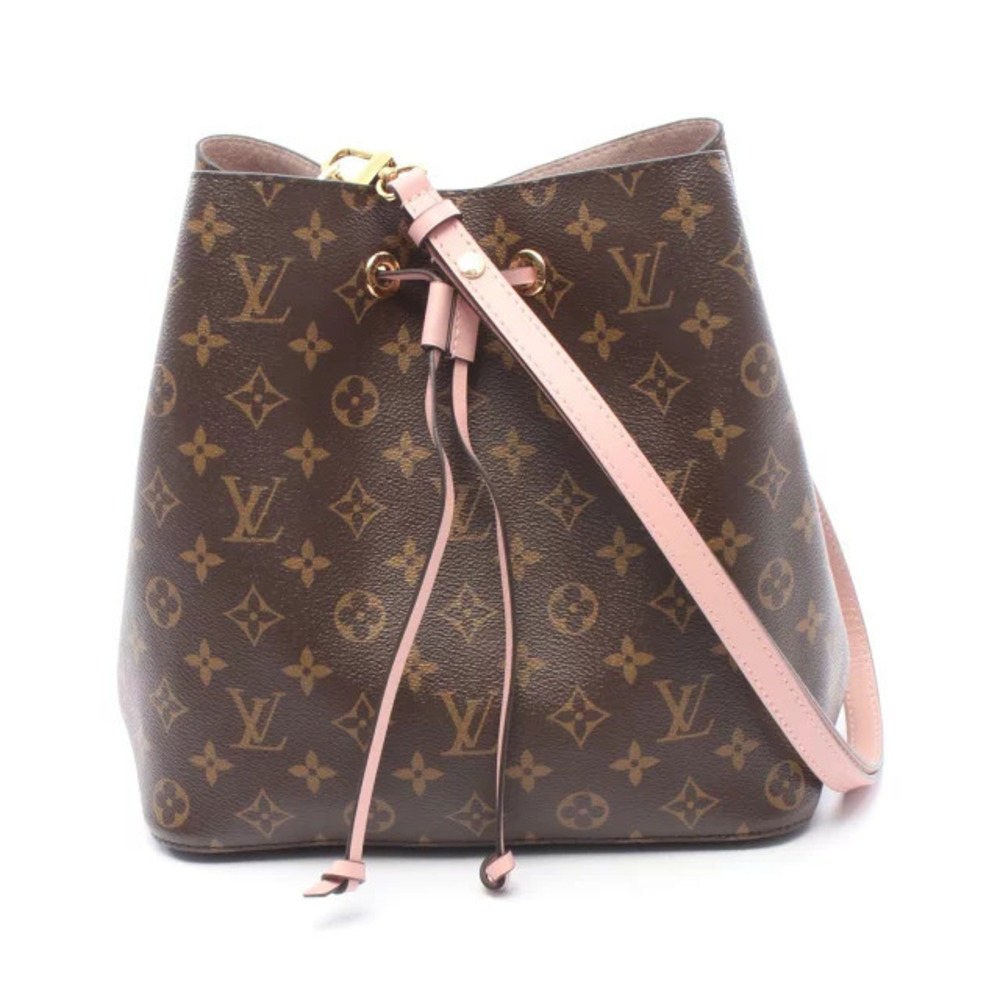 Louis Vuitton Neo Noe Shoulder Bag Canvas Leather Monogram Brown Pink